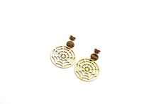 Load image into Gallery viewer, Gold Spider Web Dangle Earrings