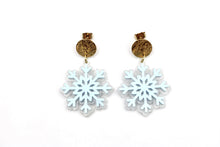 Load image into Gallery viewer, Blue Layered Snowflake Earrings