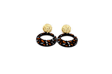 Load image into Gallery viewer, Black Round Bat Earrings