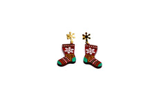 Load image into Gallery viewer, Red Christmas Stocking Earrings