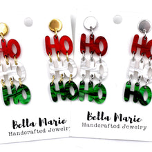 Load image into Gallery viewer, Red & Green Ho Ho Ho Earrings