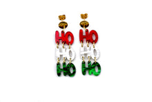 Load image into Gallery viewer, Red & Green Ho Ho Ho Earrings