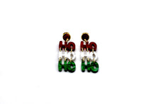 Load image into Gallery viewer, Red & Green Ho Ho Ho Earrings