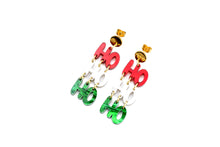 Load image into Gallery viewer, Red & Green Ho Ho Ho Earrings