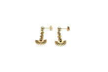 Load image into Gallery viewer, Gold Fan Dangle Earrings