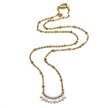 Load image into Gallery viewer, Gold Oval Rhinestone Curved Bar Necklace