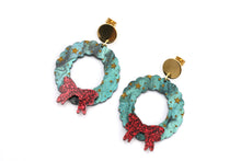 Load image into Gallery viewer, Acrylic Christmas Wreath Earrings
