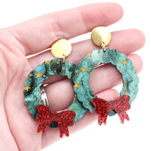 Load image into Gallery viewer, Acrylic Christmas Wreath Earrings