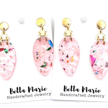 Load image into Gallery viewer, Pink Christmas Light Earrings