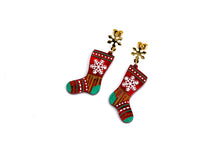 Load image into Gallery viewer, Red Christmas Stocking Earrings