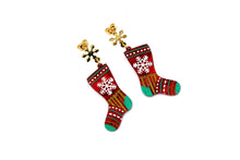 Load image into Gallery viewer, Red Christmas Stocking Earrings