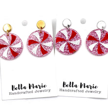 Load image into Gallery viewer, Pink Peppermint Candy Earrings