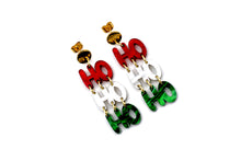 Load image into Gallery viewer, Red & Green Ho Ho Ho Earrings