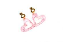 Load image into Gallery viewer, Pink Glitter Heart Earrings