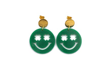 Load image into Gallery viewer, Clover Smiley Face Earrings