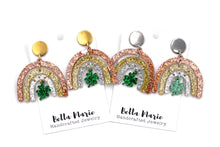 Load image into Gallery viewer, Clover Glitter Rainbow Earrings