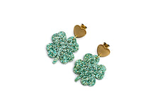 Load image into Gallery viewer, Glitter Clover Earrings