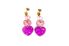 Load image into Gallery viewer, Ombre Glitter Heart Earrings