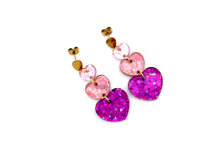 Load image into Gallery viewer, Ombre Glitter Heart Earrings