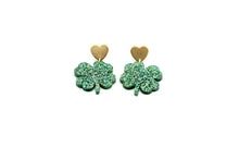 Load image into Gallery viewer, Glitter Clover Earrings