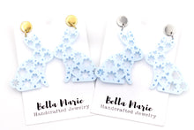 Load image into Gallery viewer, Blue Floral Bunny Earrings