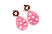 Load image into Gallery viewer, Pink Floral Egg Earrings