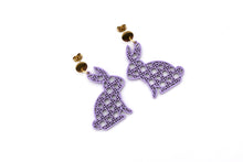 Load image into Gallery viewer, Purple Rattan Style Bunny Earrings