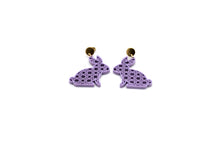 Load image into Gallery viewer, Purple Rattan Style Bunny Earrings