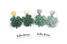 Load image into Gallery viewer, Glitter Clover Earrings