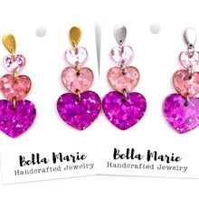 Load image into Gallery viewer, Ombre Glitter Heart Earrings