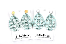 Load image into Gallery viewer, Green Rattan Style Easter Egg Earrings