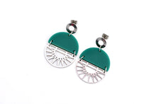 Load image into Gallery viewer, Green Geometric Boho Earrings
