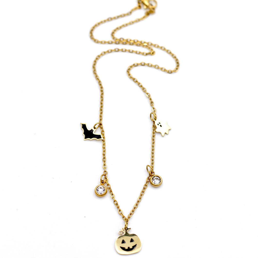 Gold Halloween Charm Necklace