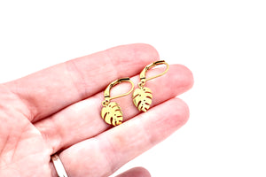 Tiny Monstera Earrings