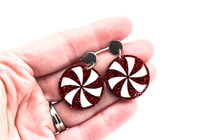 Red Peppermint Candy Earrings