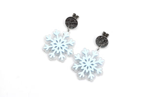 Blue Layered Snowflake Earrings