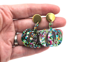 Colorful Glitter Pumpkin Earrings