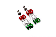 Load image into Gallery viewer, Red &amp; Green Ho Ho Ho Earrings
