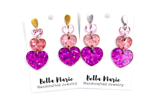 Ombre Glitter Heart Earrings