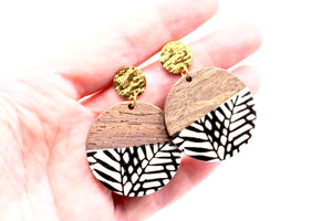 Wood Leaf Earrings