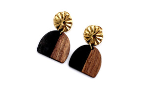 Black Arch Wood & Resin Earrings