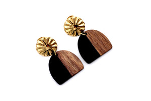 Black Arch Wood & Resin Earrings