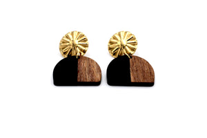 Black Arch Wood & Resin Earrings