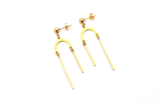 Asymmetrical Earrings, Asymmetrical Dangle Earrings, Asymmetrical Jewelry, Bar Earrings, Modern Earrings, Simple Dangles, Unique Earrings