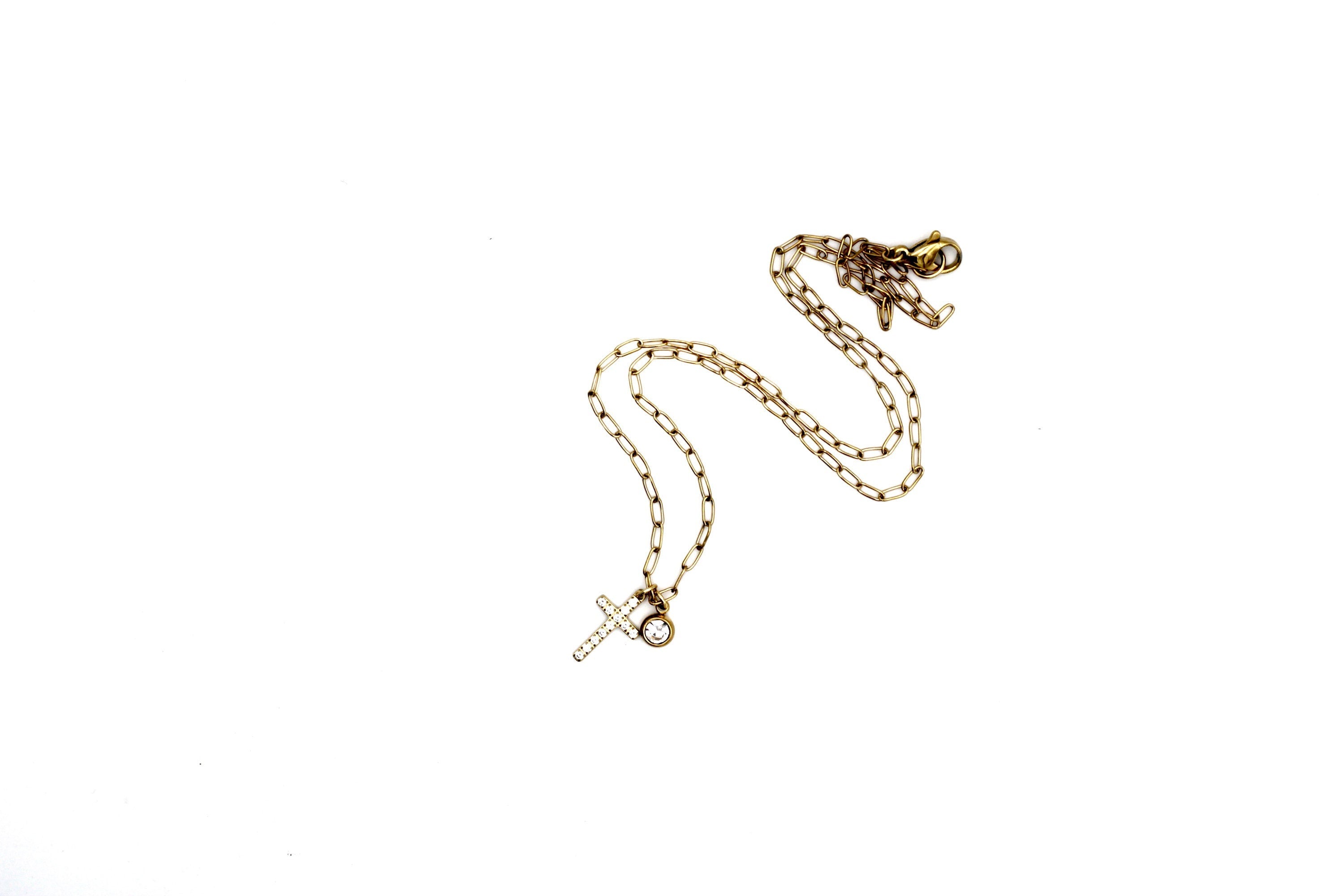 Rhinestone Cross Necklace