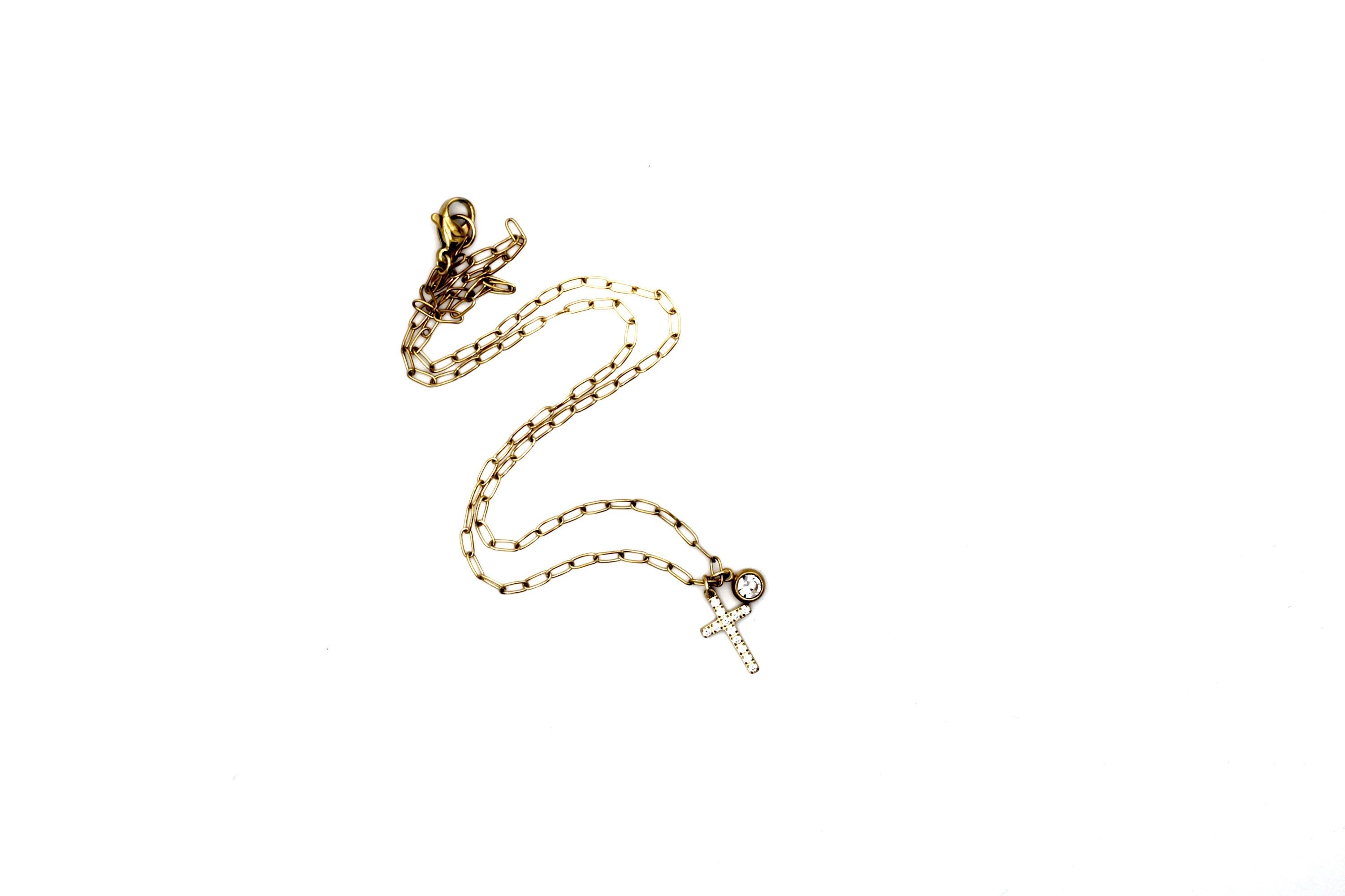 Rhinestone Cross Necklace