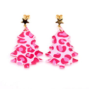 Pink Christmas Tree Earrings