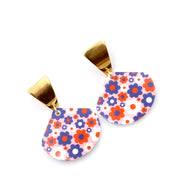 Patriotic Flower Earrings, Retro Flower Earrings, Patriotic Earrings, Daisy Flower Earrings, 4th of July Earrings, 4th of July Jewelry
