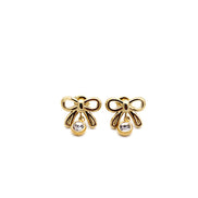 Gold Bow Earrings, Dainty Bow Earrings, Rhinestone Bow Earrings, Gold Dainty Earrings, Cute Dangle Earrings, Small Dangle Earrings