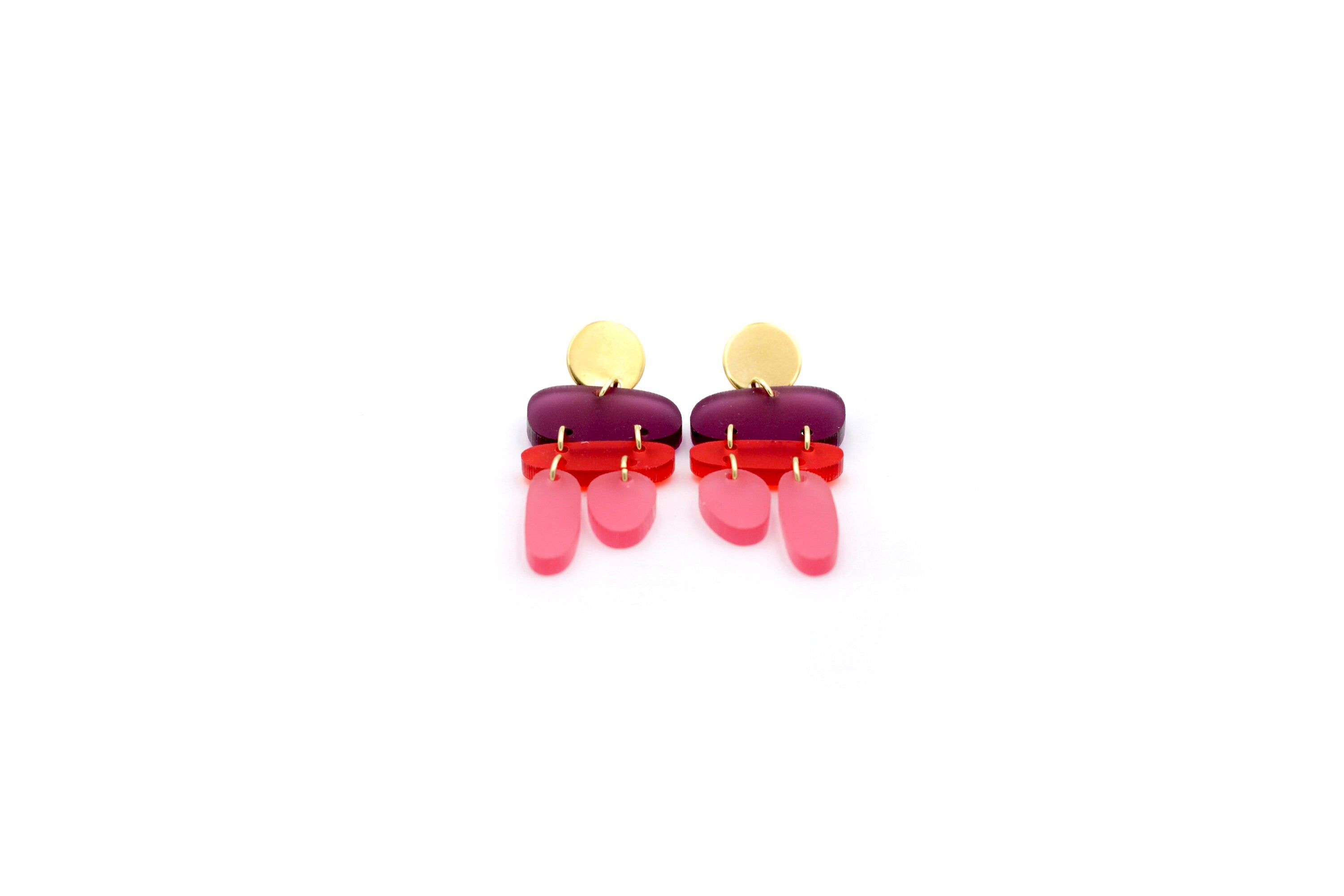Pink Ombre Earrings, Ombre Earrings, Ombre Jewelry, Pink Geometric Earrings, Pink and Purple Earrings, Abstract Jewelry, Modern Earrings